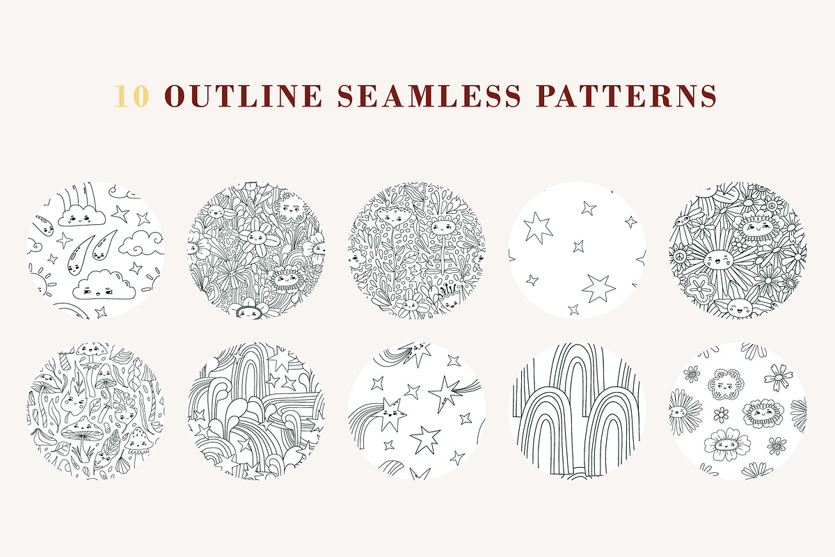 GROOVY NATURE illustrations patterns, an Object Illustration by Lena Nikolaeva (Photo 7 of 15)