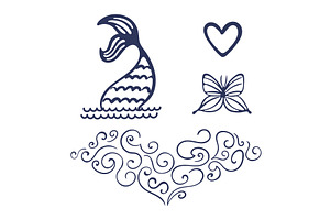 Butterfly, mermaid tail, heart, a Decorative Illustration by sceptical cactus