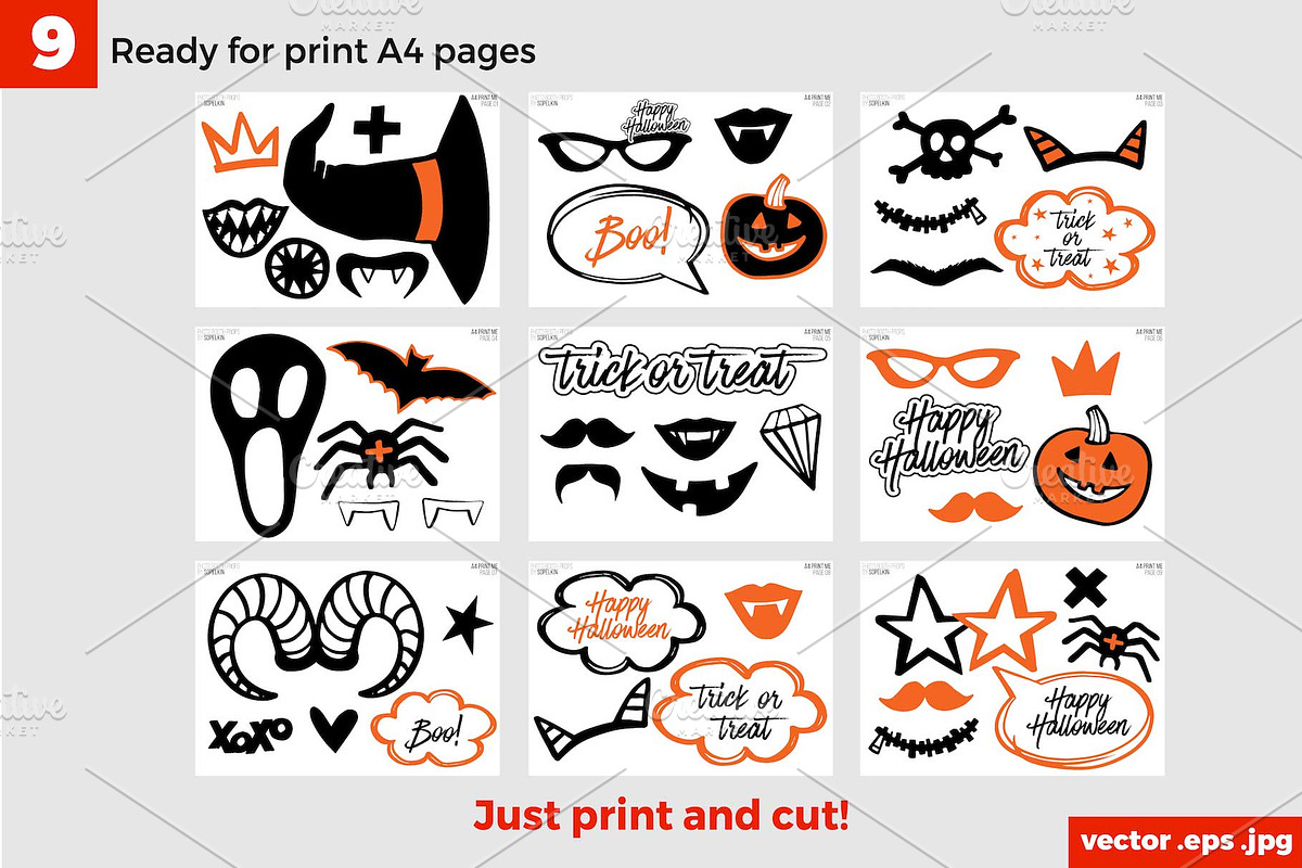 Halloween Party Photo Booth Props A4, an Object Graphic by Sopelkin (Photo 3 of 3)