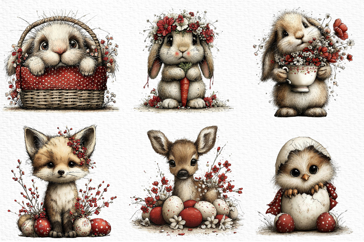 Whimsical Easter Animals Clipart, an Illustration by Craft Nest (Photo 4 of 11)