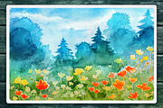 Watercolor Vector Landscapes set#2, an Illustration by AlexGreenArt (Thumbnail 3 of 10)