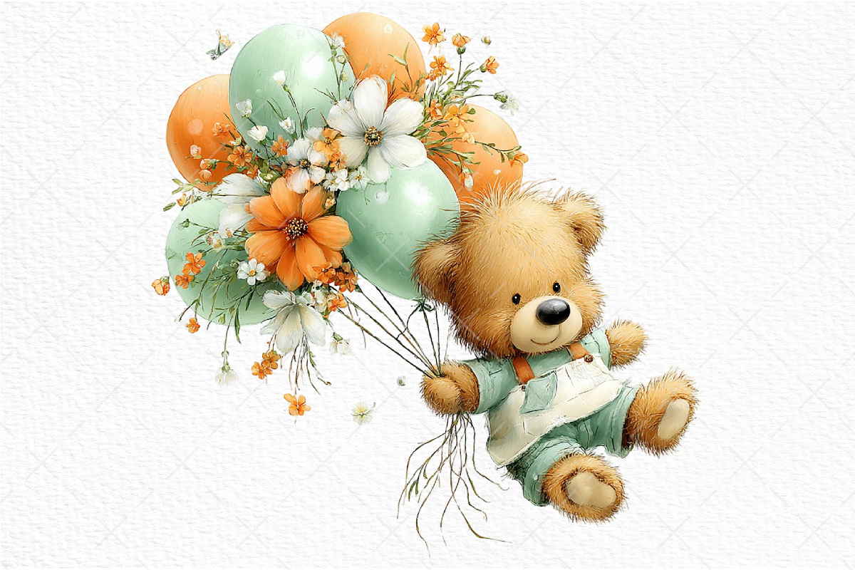 Spring Teddy Bear Clipart Png, an Illustration by Craft Nest (Photo 9 of 11)