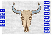 Boho Bull Skull Machine Embroidery, a Decorative Illustration by Purpose Ekbal (Thumbnail 1 of 3)
