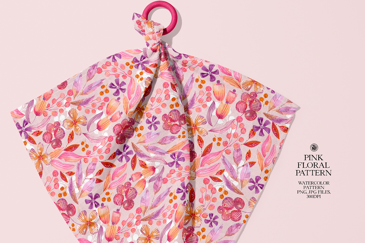 Pink Floral Watercolor Pattern, a Pattern Graphic by Webvilla Studio (Photo 2 of 5)