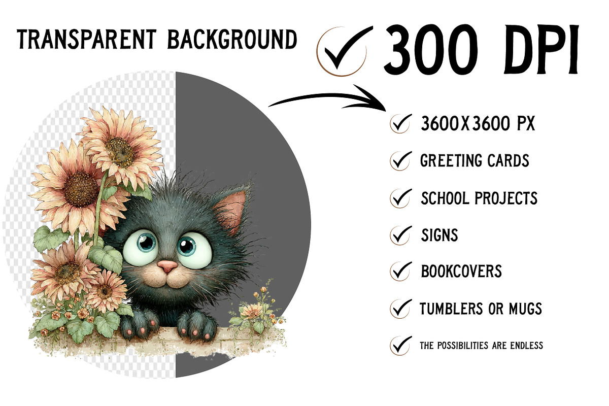 Whimsical Summer Cats Clipart, an Illustration by Craft Nest (Photo 3 of 12)