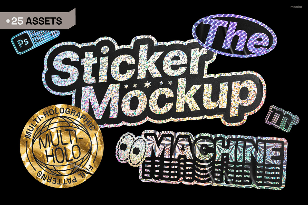Sticker Mockup Machine Multi-Holo, a Packaging Mockup by Mocku (Photo 2 of 22)