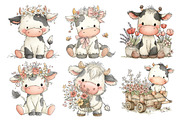 Watercolor Cute Cow Clipart, an Animal Illustration by Creative Art (Thumbnail 6 of 7)