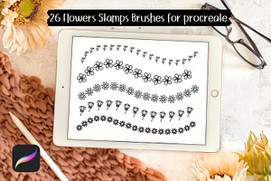 26 Flowers Stamps Brushes For Procre