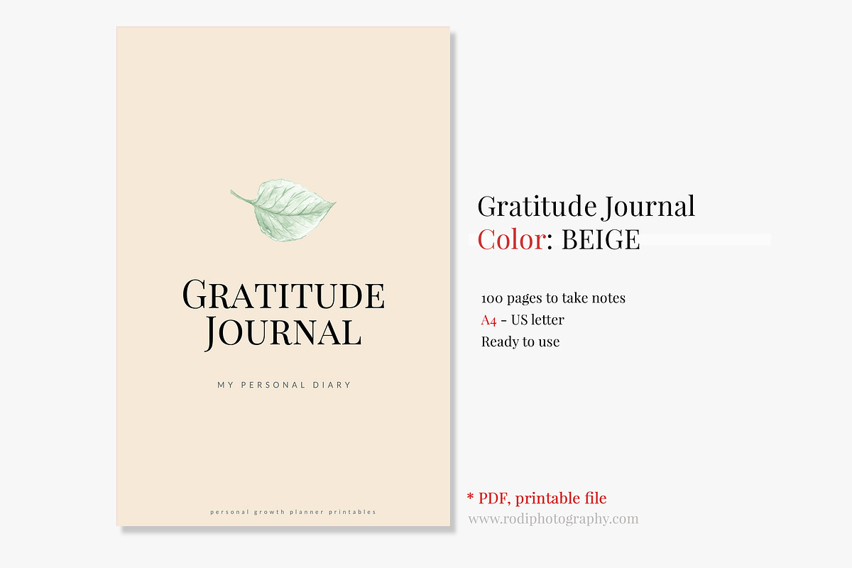 Gratitude Journal -(BEIGE Printable), a Brochure Template by Her creative details (Photo 1 of 4)