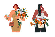 Happy women with flower bouquets set, a Person Illustration by Good Studio (Thumbnail 7 of 12)