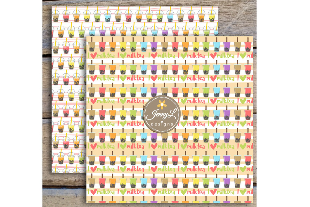 Milk Tea Digital Papers and Clipart, a Pattern Graphic by JennyL Designs (Photo 7 of 8)