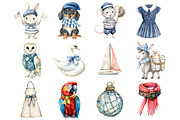 Cute Vintage Sailor Animals, a Seasonal Illustration by CitraGraphics (Thumbnail 2 of 3)
