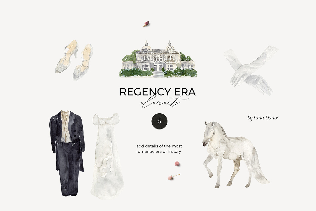 REGENCY ERA watercolor flowers, a Decorative Illustration by Lana Elanor (Photo 9 of 13)