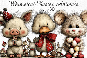 Whimsical Easter Animals Clipart, an Illustration by Craft Nest