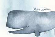 Whales Watercolor Clipart, a Texture Illustration by Flora+Bear (Thumbnail 5 of 6)