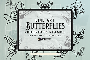 Line Art Butterfly Procreate Stamps