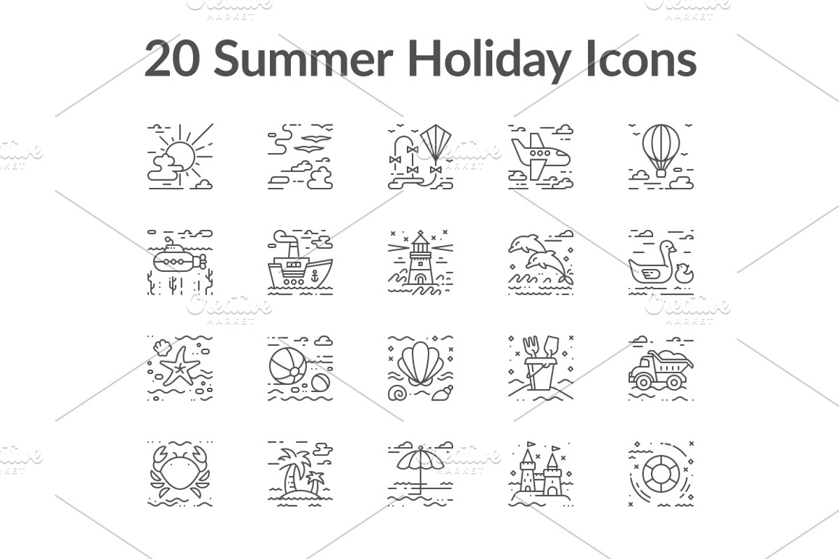20 Summer Holyday Icons Set, an Icon by Maril (Photo 2 of 4)
