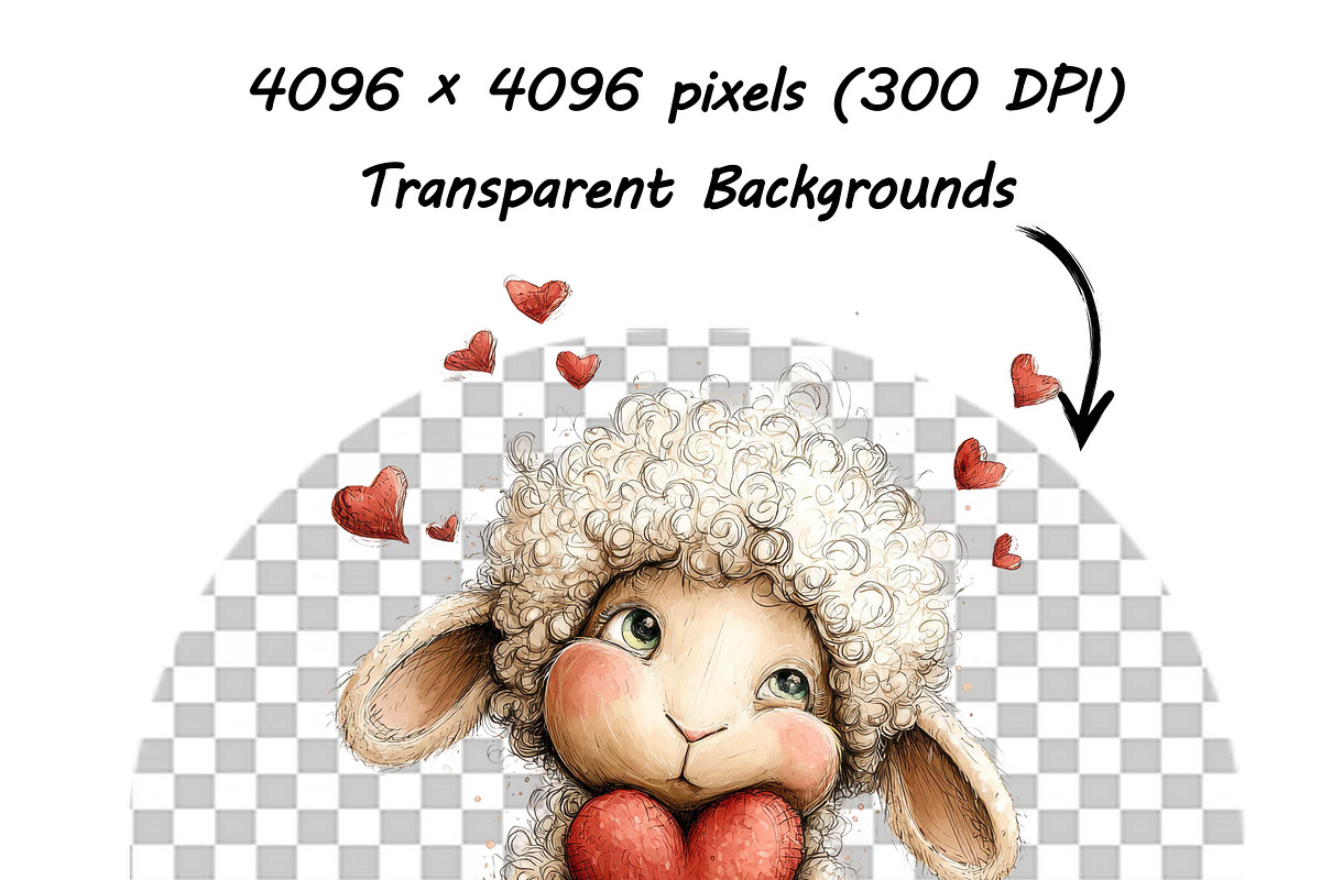 Whimsical Valentine Sheep Clipart, a Graphic by one-touch (Photo 11 of 16)