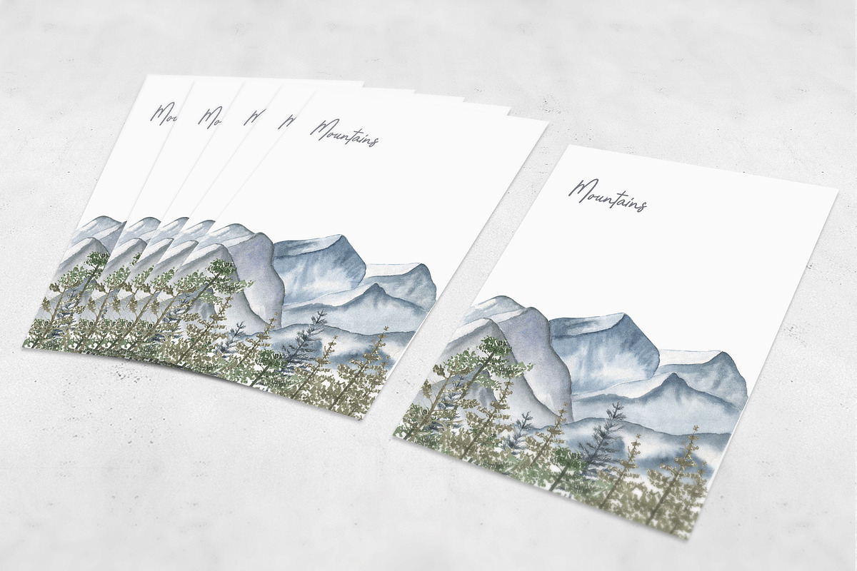 Watercolor forest and mountains, a Texture Illustration by ViolettaKh (Photo 2 of 9)