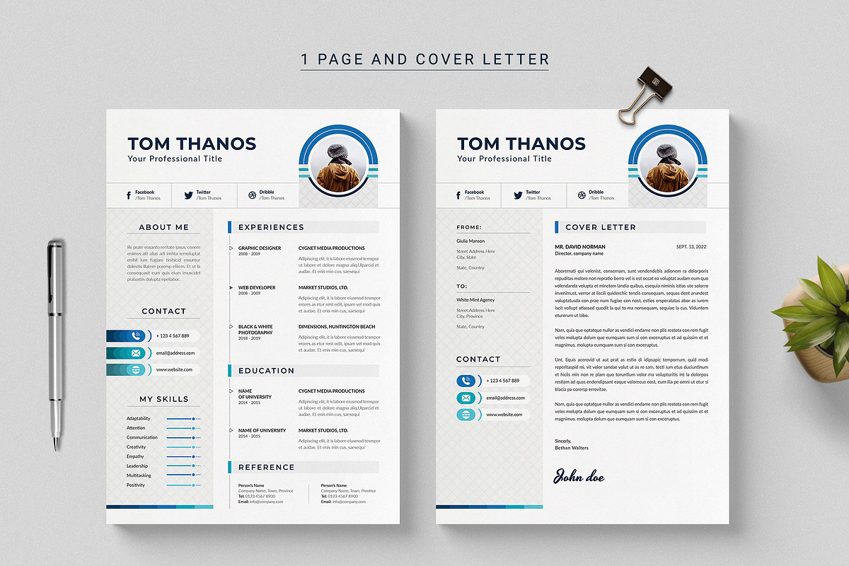 Creative Resume / CV Template, a Resume Template by Creativity-Design