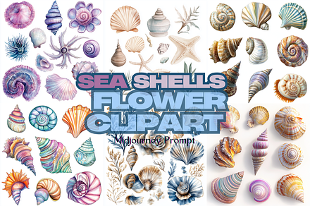 Prompt Sea Shells Flower Clipart, a Decorative Illustration by Creative design