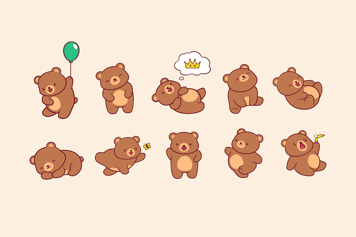 Cute Bear Clipart Set, an Animal Illustration by Rafiart26 (Photo 2 of 2)
