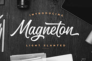 Magneton Light Slanted, a Script Font by Mika Melvas (Thumbnail 1 of 13)