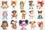 Quirky Little Girl Sublimation Clipa, a Seasonal Illustration by Rose Art (Thumbnail 3 of 3)