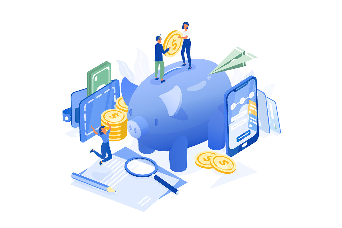 Money saving concept banner, a Finance Illustration by Good Studio (Photo 2 of 3)