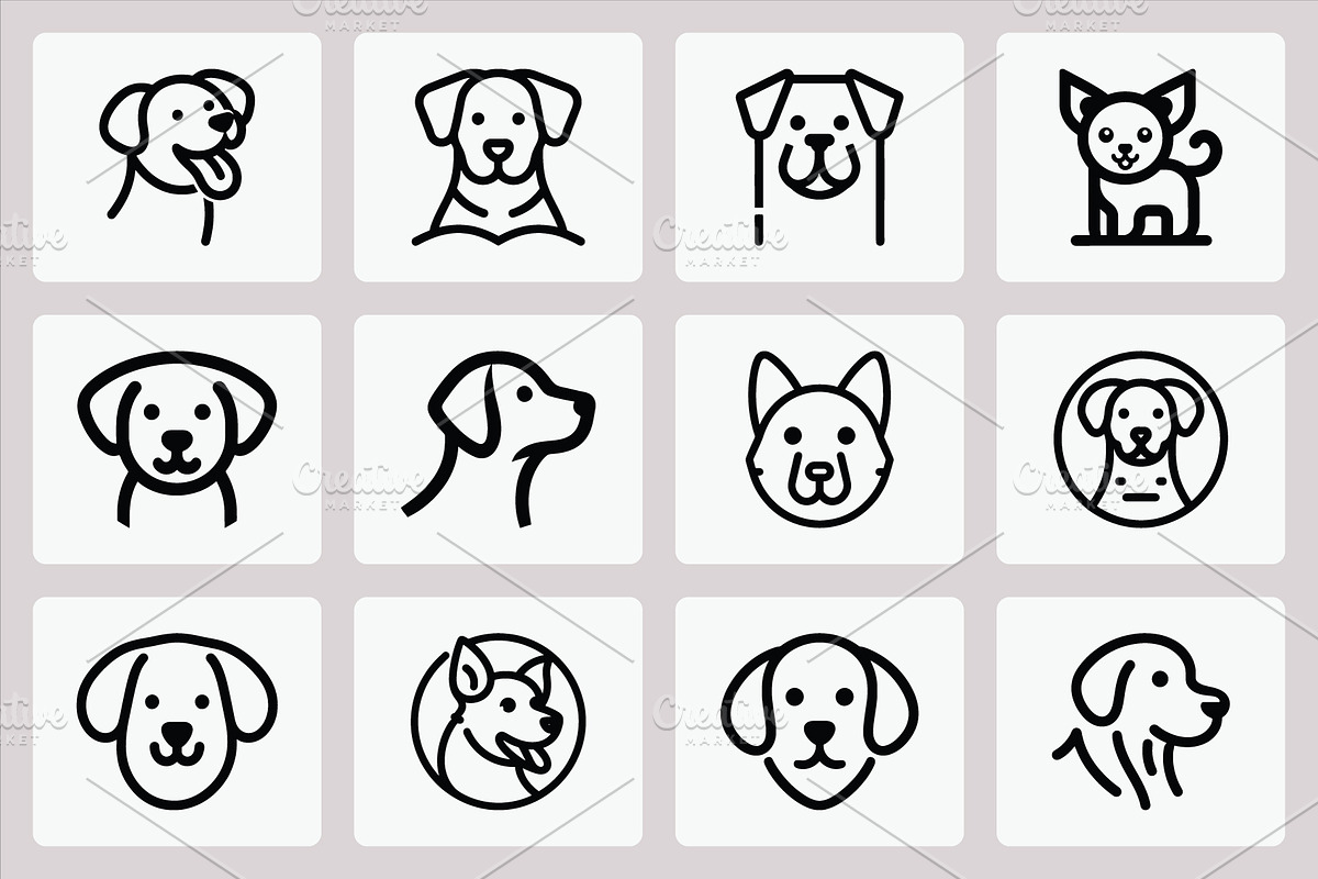 Dog Head Icons Set Various Breeds, an Animal Illustration by Vectorium Studio (Photo 3 of 3)