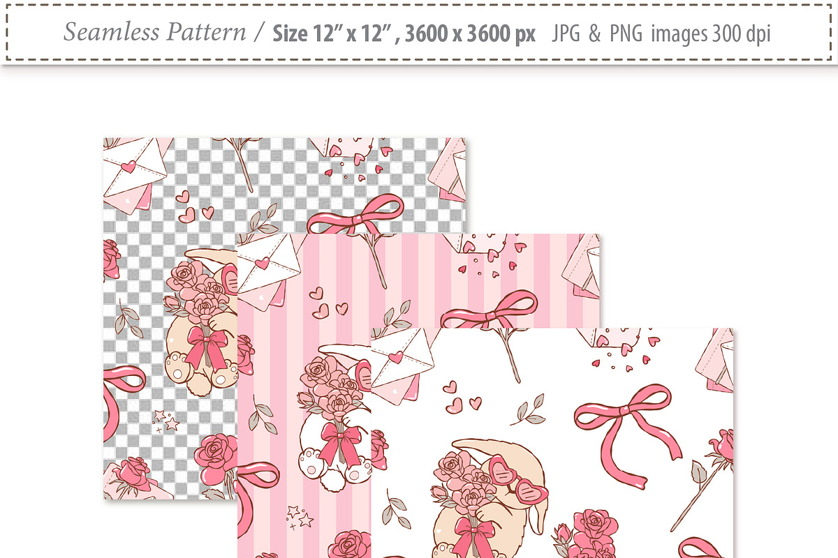 Roses & Letters Seamless Pattern, a Seasonal Illustration by TitaLivingArt