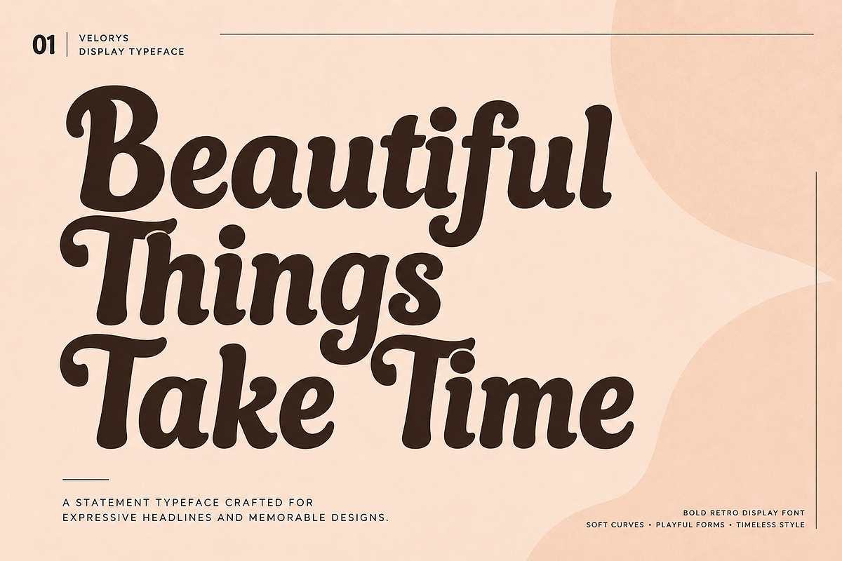 Velorys – Bold Retro Display Font, a Script Font by Wow Magic (Photo 3 of 6)