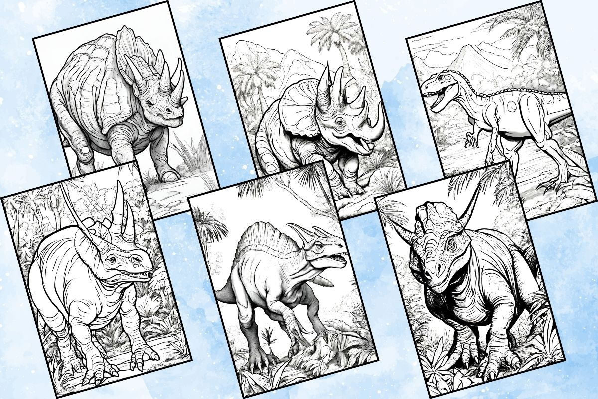 Dinosaur Coloring Pages for Kids, an Animal Illustration by Catchy Ideaz (Photo 3 of 3)