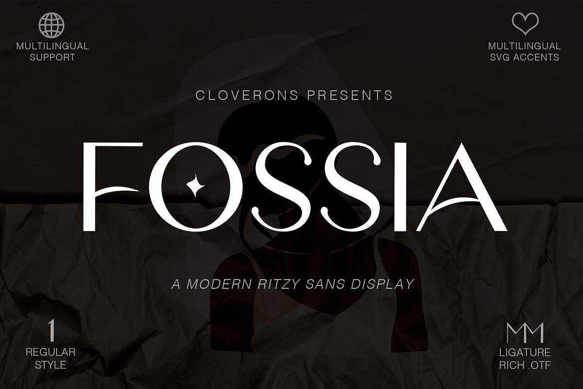 Fossia - Chic Modern Sans Display, a Sans Serif Font by Cloverons (Photo 1 of 14)