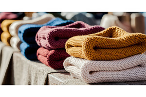 Cozy knitted scarves in various, an Illustration by tilialucida