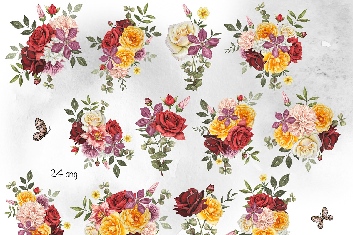 Watercolor Autumn Floral Bouquets, an Illustration by DiashaArt (Photo 2 of 5)