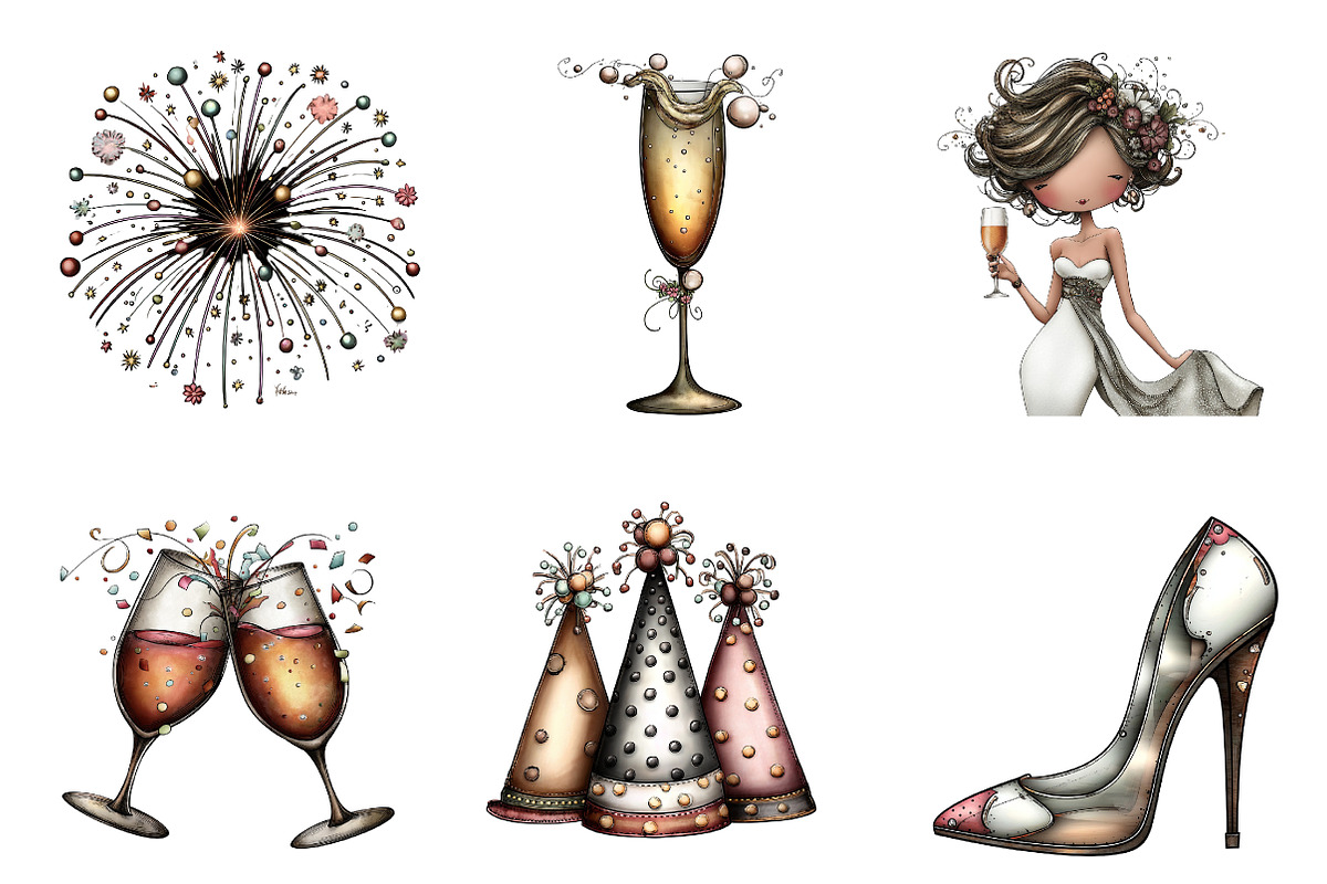 New Years Eve 2026 Watercolor Clipar, an Illustration by CreationArt (Photo 2 of 5)