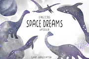 Watercolor space dreams clipart PNG, an Animal Illustration by SleptArt (Thumbnail 1 of 5)