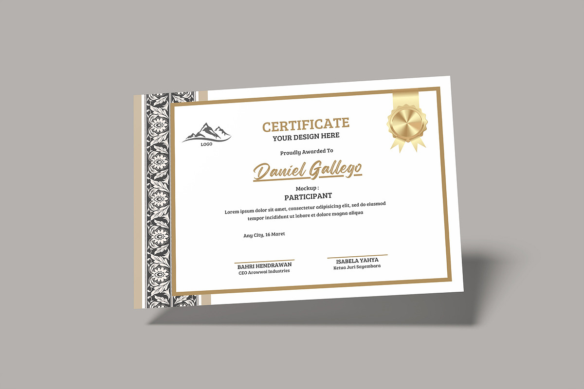 A4 Certificate Mockup, an Advertising Mockup by rizalamora (Photo 4 of 11)