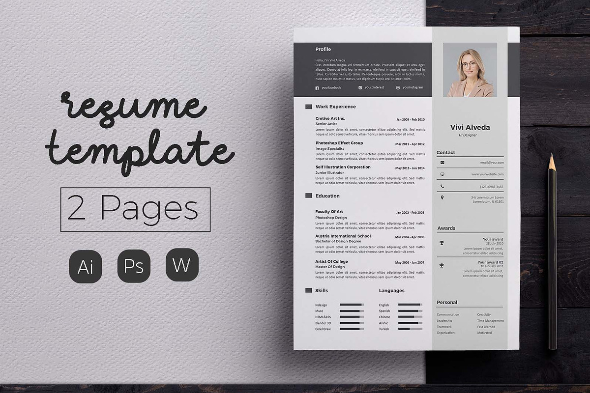 Vol.57 Resume & CV Template, a Resume Template by Hito Graphic (Photo 1 of 8)