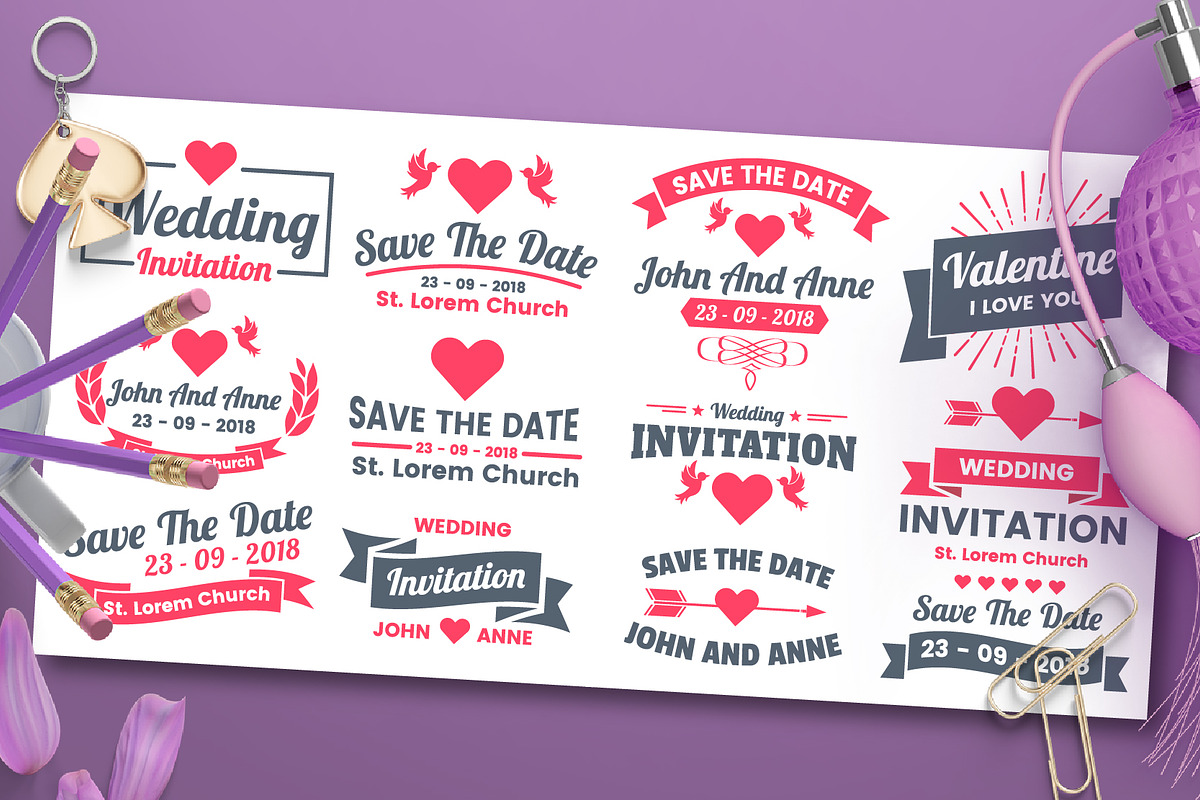 43 WEDDING VINTAGE BADGE & RIBBON, an Invitation Template by Toonsteb (Photo 4 of 14)
