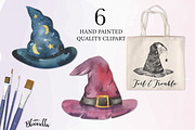 Watercolor Witches Hats Elements, a Decorative Illustration by Bloomella (Thumbnail 3 of 6)