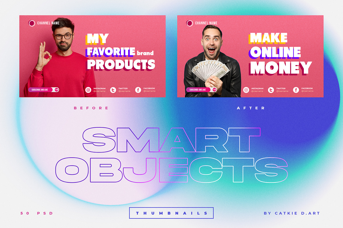 Youtube Thumbnail Bundle (50 PSD), a Social Media Template by Catkie - Digital Art (Photo 2 of 15)