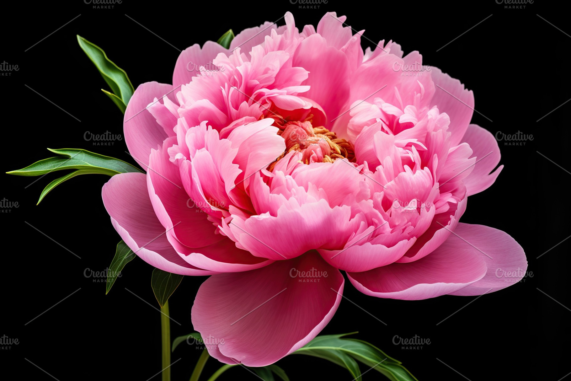 Pink peony flowers on black background, a Nature Photo by AlyaAnd