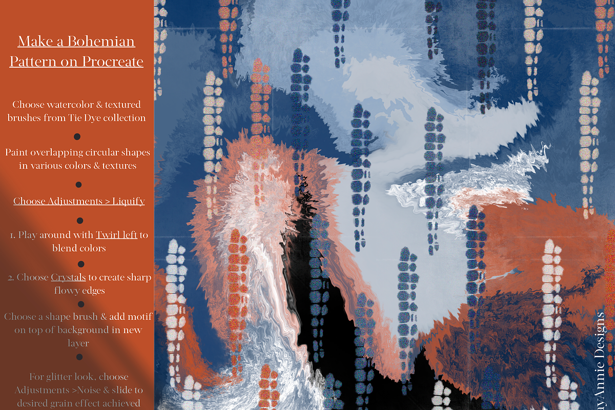 Indigo Tie Dye Brushes for Procreate, a Brush Add-On by OkayAnnie Designs (Photo 10 of 12)