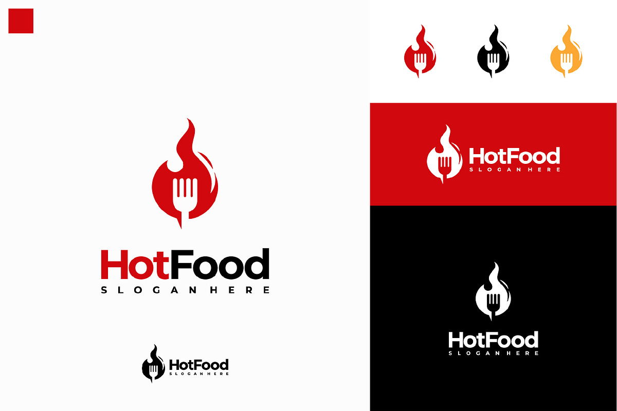Set of Hot Food Logo designs concept, a Branding & Logo Template by Lucky Creative (Photo 5 of 5)