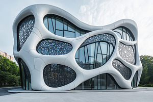 Modern Organic Architecture White Bu, an Abstract Photo by Pixeness Studio
