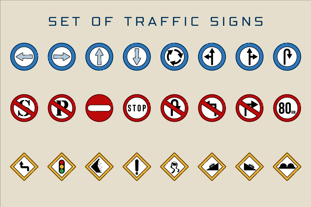 set of isolated traffic signs icon, a Branding & Logo Template by zyxroun shop