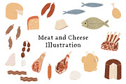 Meat & Cheese Illustration, a Food Illustration by Olive & Lu Paper (Thumbnail 1 of 3)