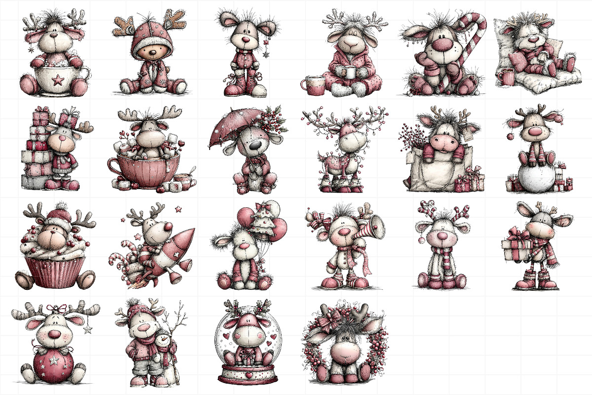 Christmas Reindeer Clipart, an Illustration by Daily.Designs (Photo 5 of 5)